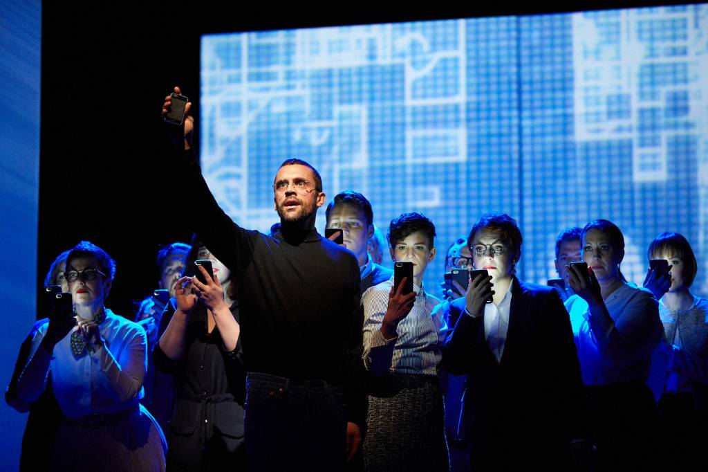 Seeing the Seattle Operas <em>The (R)evolution of Steve Jobs</em> counts as screen time. Photo by Philip Newton