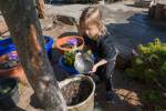 Four-year-old Emma Aasebo waters some of the plants outdoors at one of the Kiwassa Neighbourhood Houses child care centers. Ashley Hiruko/staff photo