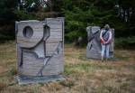 A visitor looks at a sculpture on the Cloudstone outdoor gallery in Freeland. (Olivia Vanni / The Herald)