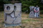 A visitor looks at a sculpture on the Cloudstone outdoor gallery in Freeland. (Olivia Vanni / The Herald)
