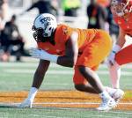 TCUs L.J. Collier lines up during the Senior Bowl on Jan. 26 in Mobile, Alabama. The Seahawks selected Collier with the 29th pick in the first round of the NFL draft Thursday. (AP Photo/Butch Dill)