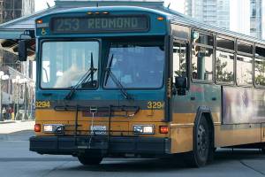 A Metro bus coming out of the Bellevue Transit Center. File photo