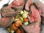 The roast aurochs with carrots and leeks, ready to be served, is a hearty dish from the cookbook, A Feast of Ice & Fire: The Official Companion Cookbook to the HBO show Game of Thrones. (Ben Watanabe / The Herald)