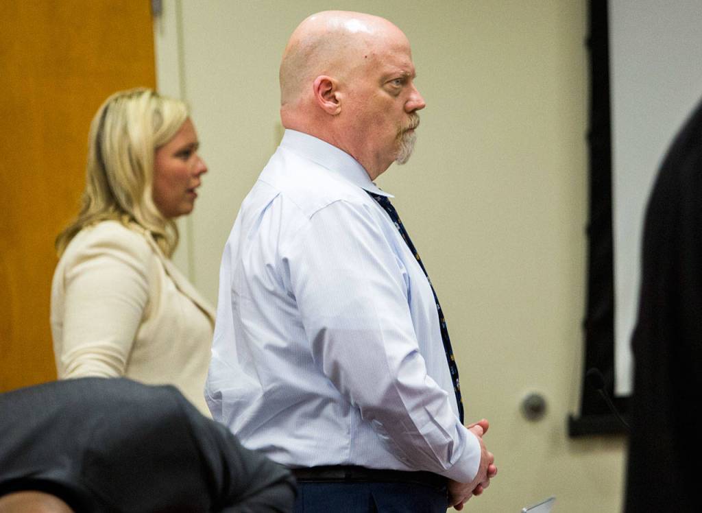 William Talbott II stands before the start the trial at the Snohomish County Courthouse on Tuesday in Everett. (Olivia Vanni / The Herald)