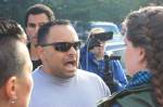 A protester yells at a supporter of the Drag Queen Story Hour at Fairwood Library on June 27. Aaron Kunkler/staff photo