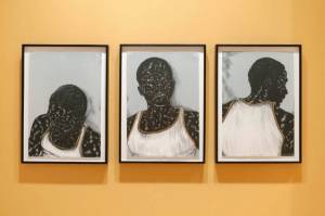 Acquisition gift chosen from 2018 Seattle Art Fair. Installation view of Recent Acquisitions: Toyin Ojih Odutola, Frye Art Museum, 2019. Photo: Jueqian Fang.