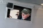 Pilot Ron Fowler looks out the small window of the Spirit of St. Louis replica plane before taking it on its first flight from Arlington Municipal Airport on July 28. (Andy Bronson / The Herald)
