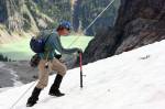 Glaciologist Mauri Pelto and a team of researchers spent Monday afternoon taking snow depth measurements. Much of the snow likely will be gone by summers end. (Zachariah Bryan / The Herald)
