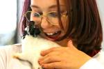 Gillian Osthimer examines a bunny Wednesday afternoon at the Evergreen State Fairgrounds in Monroe. (Kevin Clark / The Herald)