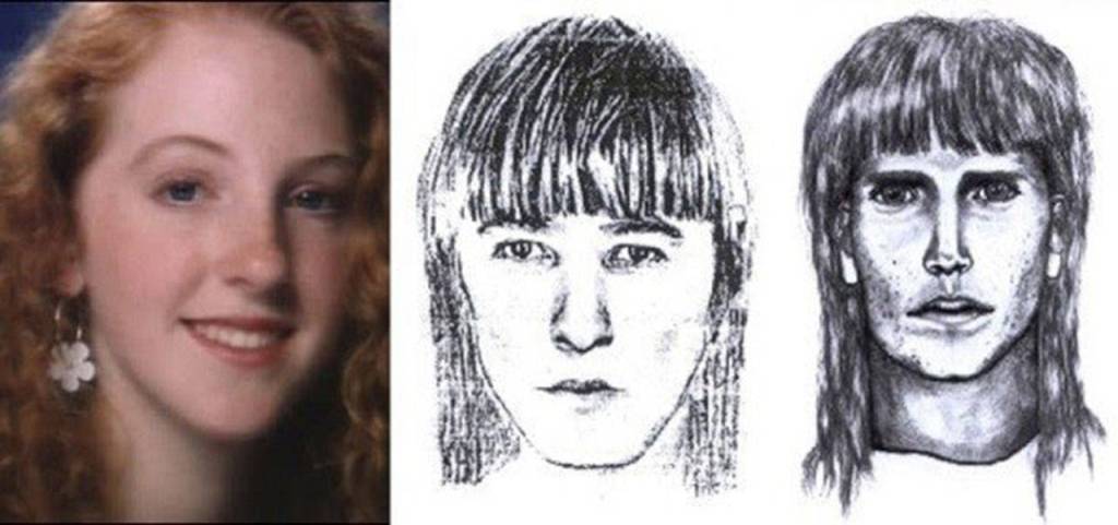 Sarah Yarborough, 16, was murdered on Federal Way High Schools campus in 1991. Next to her photo above are sketches of the suspect provided by witness accounts. Mirror file photos