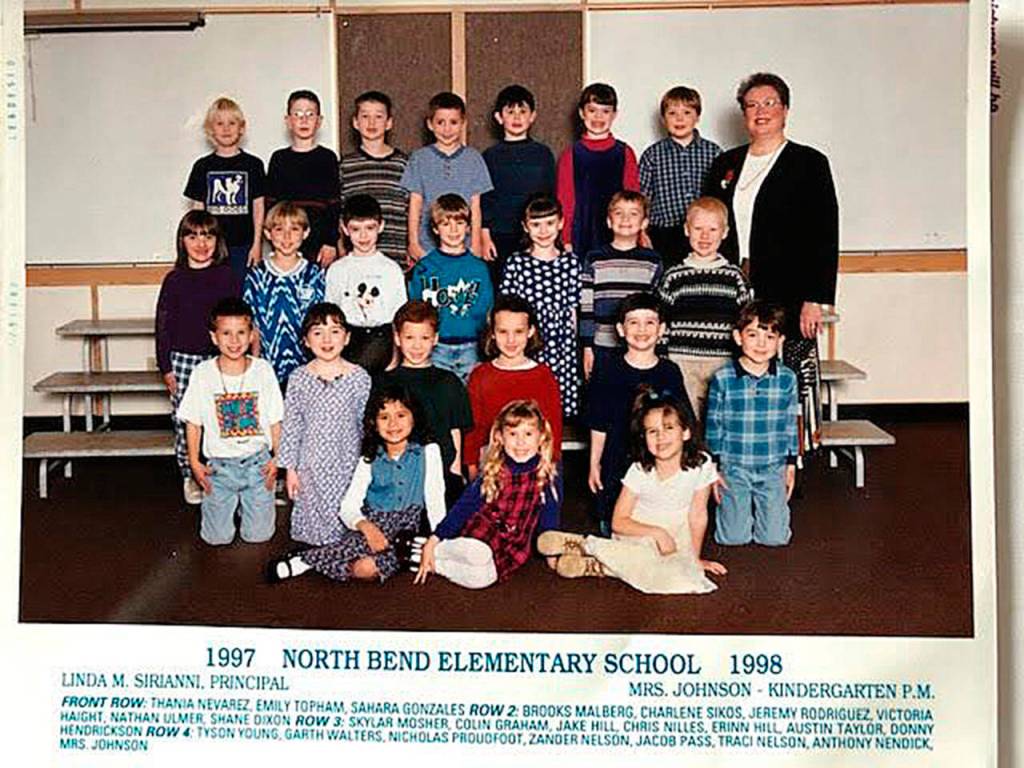 Mary-Lee Johnsons North Bend Elementary kindergarten class of 1998 made a message in a bottle. It was found 21 years later. Photo courtesy of Mary-Lee Johnson