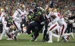 Seattle Seahawks Marshawn Lynch run for two yards as the Seahawks lost to the San Francisco 49ers 26-21 at CenturyLink Field on Sunday, Dec. 29, 2019 in Seattle, Wash. (Andy Bronson / The Herald)