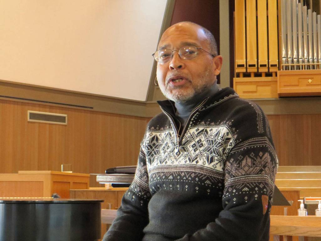 Samantha Pak/staff photo                                Clyde Ford speaks at Bellevue First United Methodist Church. One of the things he spoke about was how other countries have approached the topic of race and racism.