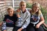 Cooper Hawkins (9), Nash Hawkins (16) and Charlotte Hawkins (12) at the Hawkins home. Courtesy photo