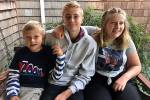 Cooper Hawkins (9), Nash Hawkins (16) and Charlotte Hawkins (12) at the Hawkins home. Courtesy photo