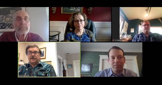 State legislators discussed COVID-19 impacts during a East King Chambers Coalition webinar on March 31 moderated by Kate Riley of The Seattle Times. Screenshot