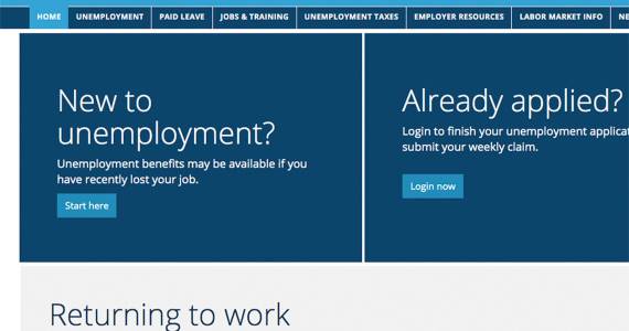 Screenshot from the state Employment Security Departments website at esd.wa.gov.