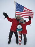 Marty and Chris Fagan at the South Pole in 2014 at the end of their trek across Antarctica. Contributed by Chris Fagan