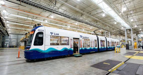 The first of 152 new light rail vehicles arrived in June 2019 at Sound Transits Operations and Maintenance Facility in Seattle. COURTESY PHOTO, Sound Transit
