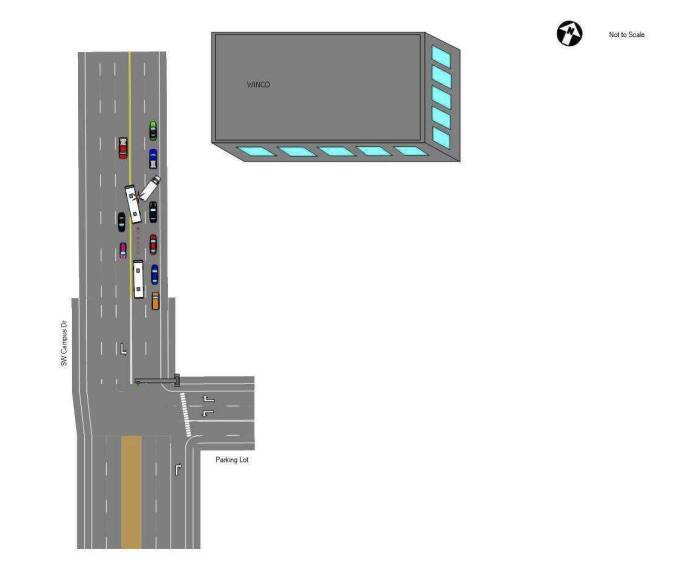 Diagram from an Auburn police collision report shows how officer Kenneth Lyman struck the back of Peter Mannings work truck before fleeing the scene. Courtesy image