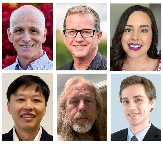 Clockwise from top left, Adam Smith, Doug Basler, Stephanie Gallardo, Seth D. Pedersen, David Michael Anderson and Sea M. Chan. Courtesy of King County Elections