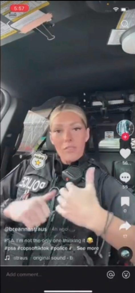 Screenshot from Federal Way Officer Breanna Strauss TikTok video, published by KIRO 7.