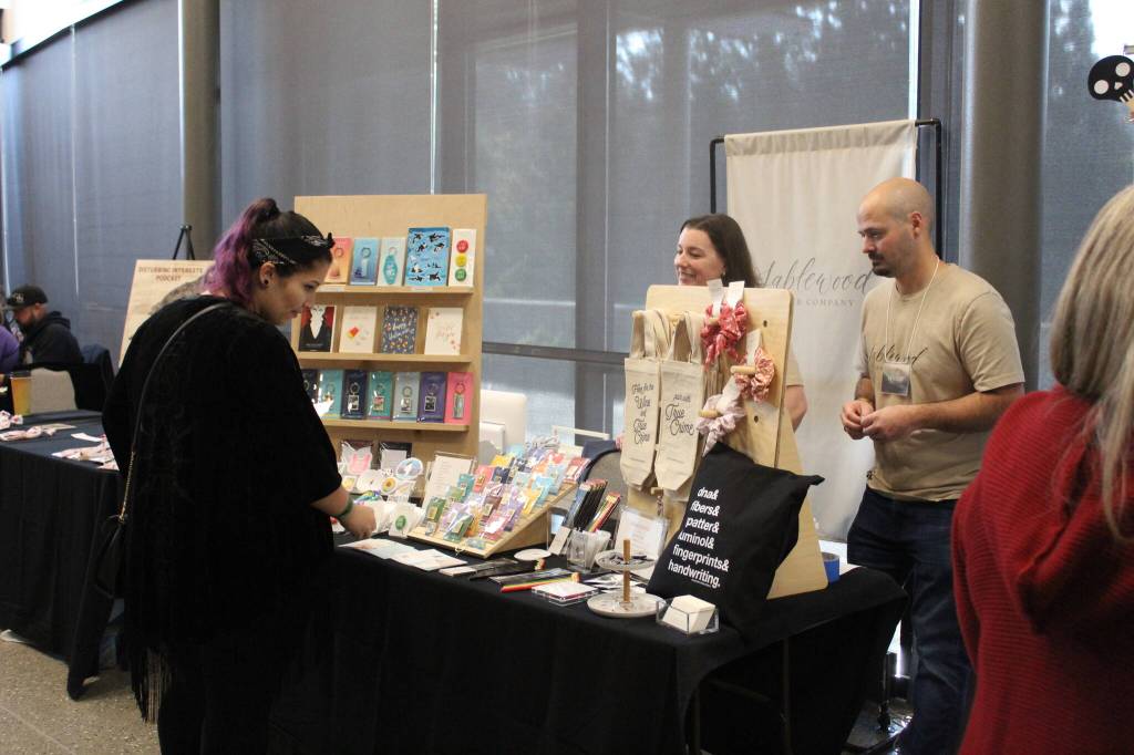 Bailey Jo Josie / Sound Publishing
Vendors from all over the Pacific Northwest, like Sablewood Paper Company, were invited to the festival to sell their True Crime adjacent items.