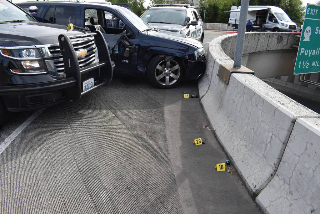 The passenger seat window of Cicero Sanchezs vehicle appears fully broken and the rearview mirror smashed. (Courtesy of Cristy Sanchez)