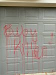 On the night of Thursday, Nov. 30 in Bellevue, people who Congressman Adam Smith said were advocating for a cease-fire in Israel and Gaza, vandalized his garage with spray paint. (Photo Courtesy of the Office of Congressman Adam Smith)