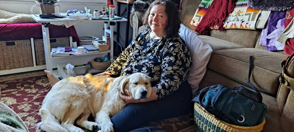 Kay Feather with her Battle Buddy Kyro. Photo courtesy of Northwest Battle Buddies