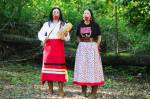 Lauren Nabahe (Paute-Shoshone, Diné and Mono) of Seattle and Maya Rodriguez-Peltier (Turtle Mountain Ojibew and Nakota of White Bear First Nation) of Kirkland perform a song on Missing and Murdered Indigenous People Awareness Day on May 5, 2026. Photo by Bailey Jo Josie/Sound Publishing.