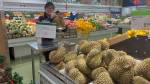 Photos by Mindy Stern 
Durian fruit, ready to be weighed.